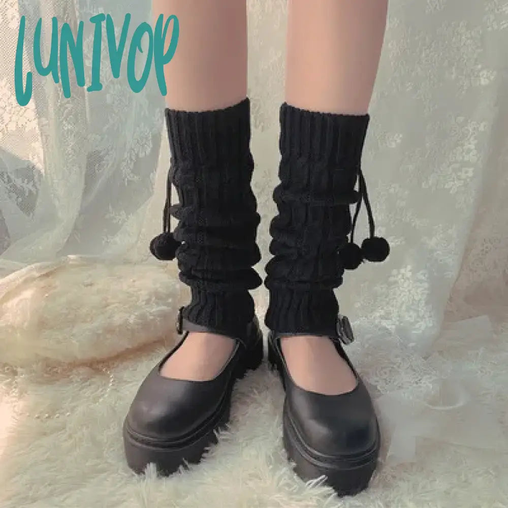 Lunivop Japanese Jk Leg Warmers Boots Socks Zipper Thigh Punk Winter Boot Cuffs Warmer Lolita Knit