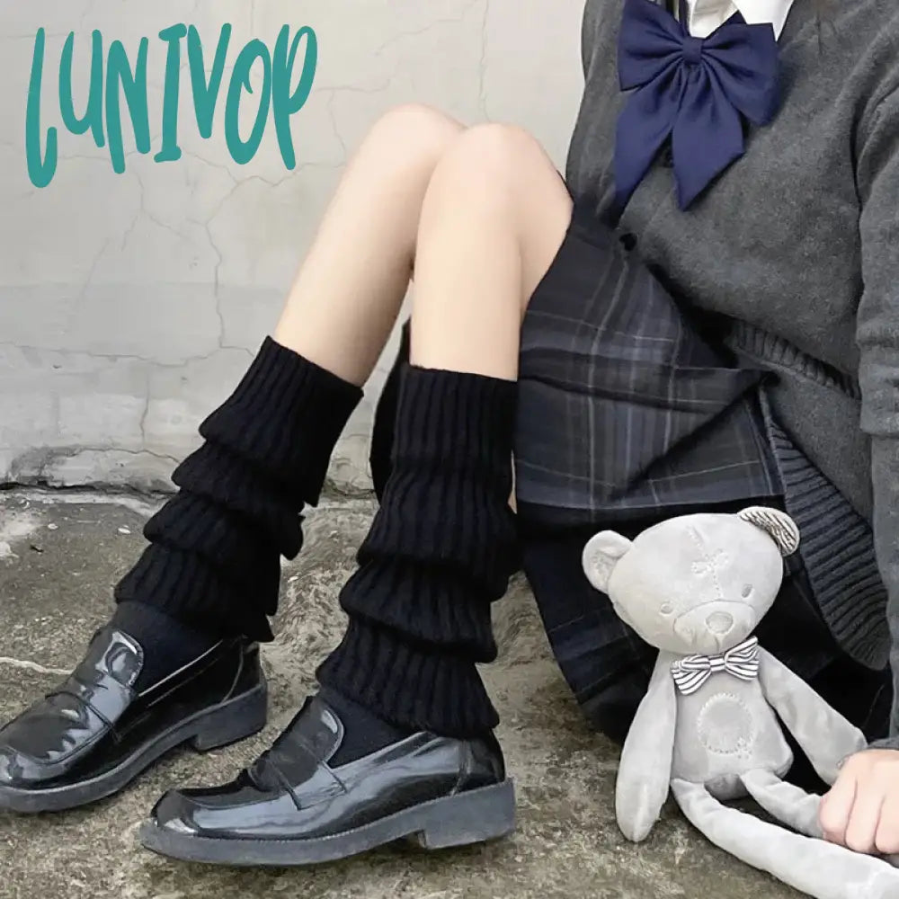 Lunivop Japanese Jk Leg Warmers Boots Socks Zipper Thigh Punk Winter Boot Cuffs Warmer Lolita Knit