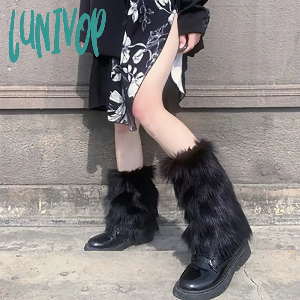 Lunivop Japanese Jk Leg Warmers Boots Socks Zipper Thigh Punk Winter Boot Cuffs Warmer Lolita Knit