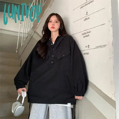 Lunivop Japanese Y2K Windbreaker Jacket Women Hooded Sweatshirts Harajuku Streetwear Jackets