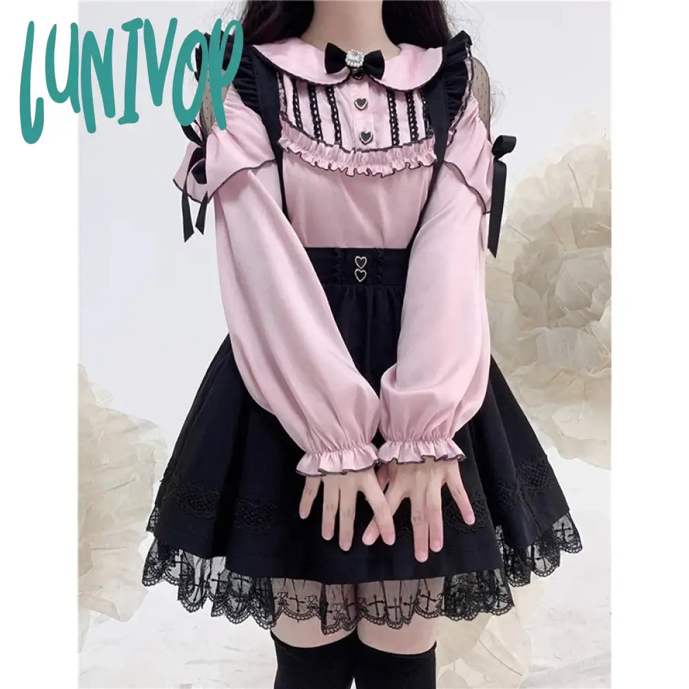 Lunivop Kawaii Long Sleeve Blouse For Women Shirts Japanese Style Sweet Tops Ladies’ Aesthetic