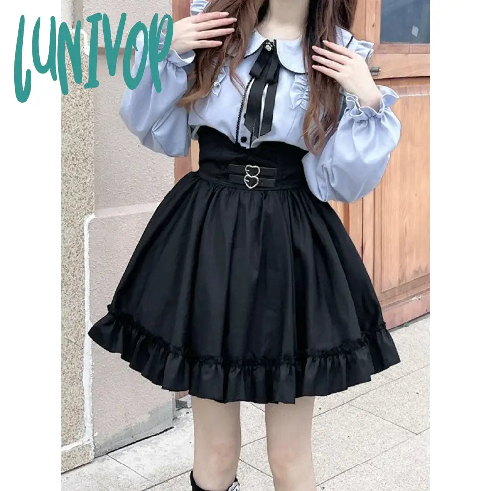 Lunivop Kawaii Women Shirts Lolita Y2K Cute Japanese Style Blouse Elegant Long Sleeve Sweet Tops