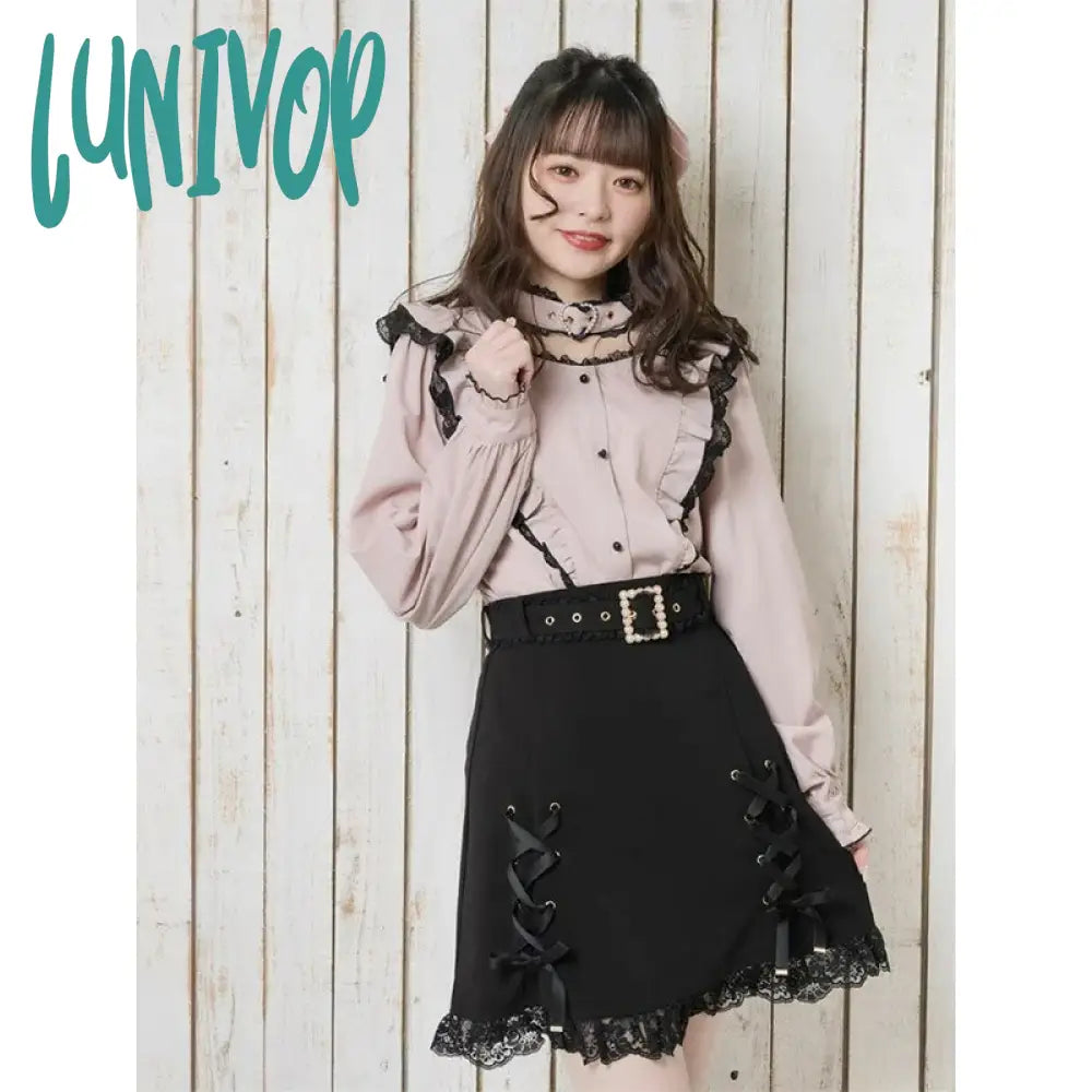 Lunivop Kawaii Women Shirts Lolita Y2K Cute Japanese Style Blouse Elegant Long Sleeve Sweet Tops