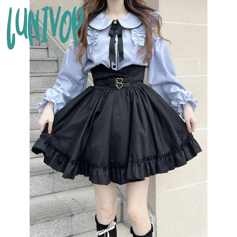 Lunivop Kawaii Women Shirts Lolita Y2K Cute Japanese Style Blouse Elegant Long Sleeve Sweet Tops