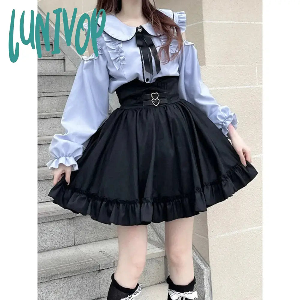 Lunivop Kawaii Women Shirts Lolita Y2K Cute Japanese Style Blouse Elegant Long Sleeve Sweet Tops