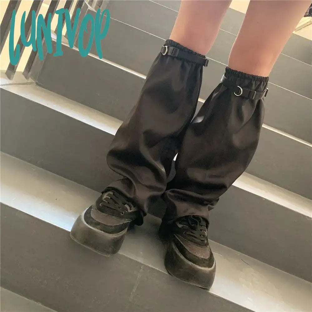 Lunivop Knit Socks Leg Warmer Japanese Jk Red Heart Cross Lolita Stockings Women Punk Harajuku Long