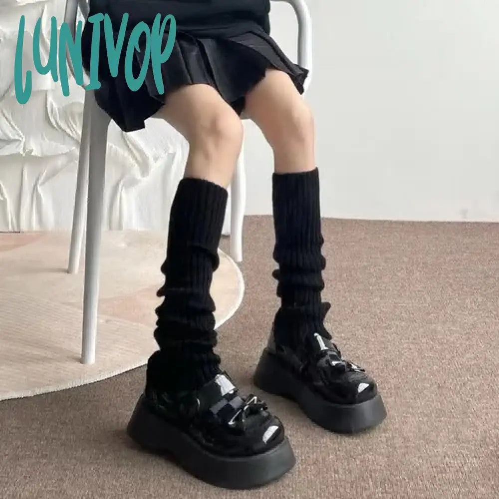Lunivop Knit Socks Leg Warmer Japanese Jk Red Heart Cross Lolita Stockings Women Punk Harajuku Long