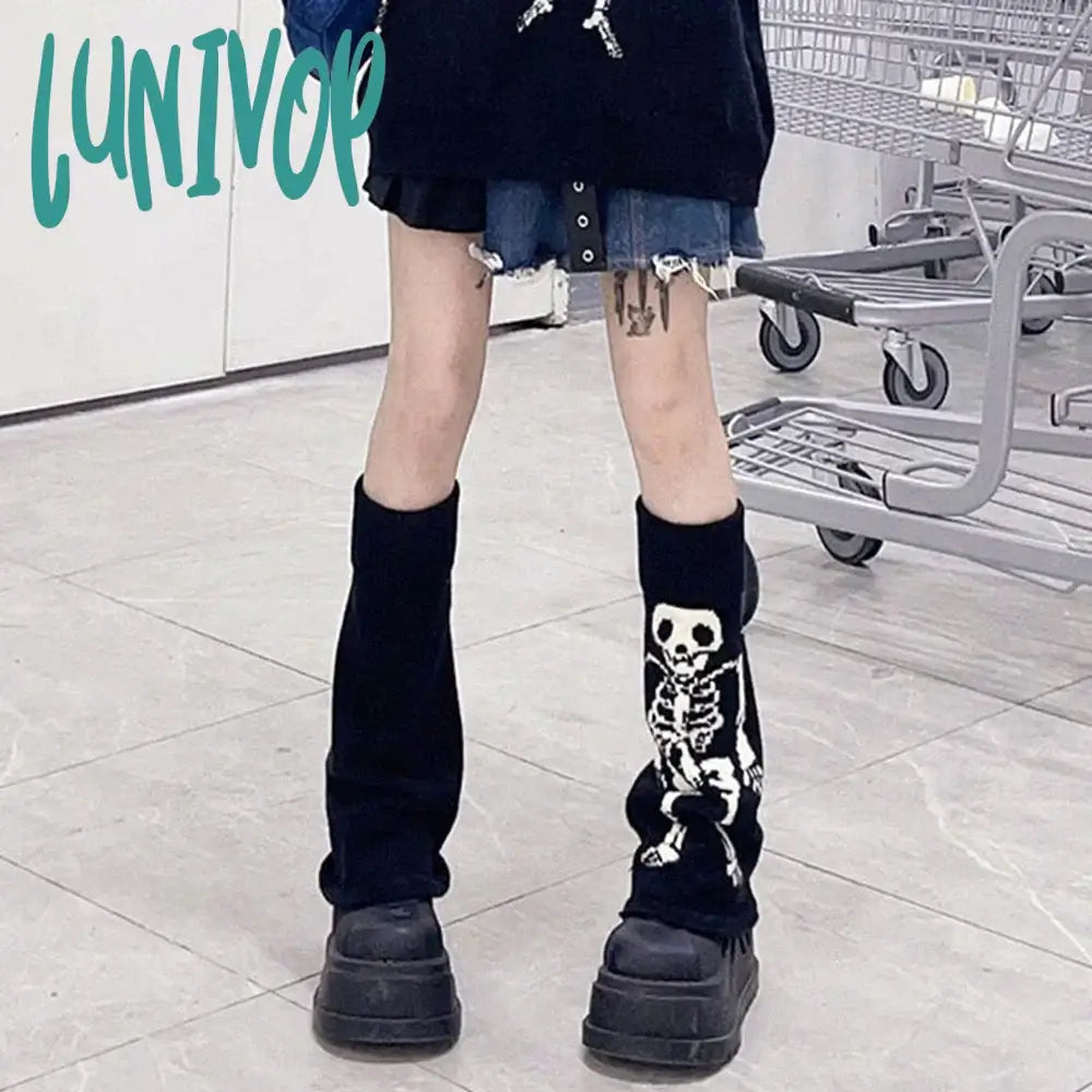 Lunivop Knit Socks Leg Warmer Japanese Jk Red Heart Cross Lolita Stockings Women Punk Harajuku Long