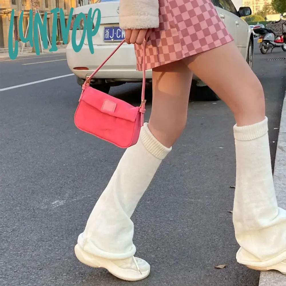 Lunivop Knit Socks Leg Warmer Japanese Jk Red Heart Cross Lolita Stockings Women Punk Harajuku Long