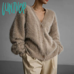 Lunivop Knitted Cardigan Women V Nekc Loose Long Sleeve Casual Sweater Female Autumn Winter New