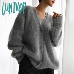 Lunivop Knitted Cardigan Women V Nekc Loose Long Sleeve Casual Sweater Female Autumn Winter New