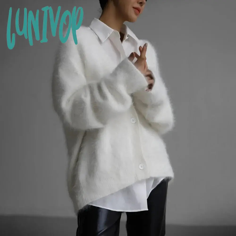 Lunivop Knitted Cardigan Women V Nekc Loose Long Sleeve Casual Sweater Female Autumn Winter New