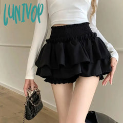 Lunivop Korean Kawaii Mini Skirts Women Harajuku Sexy Balletcore Cake Skirt Y2K Fashion High Waist