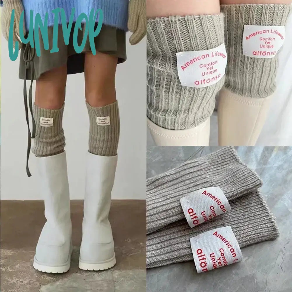 Lunivop Korean Label Over-Knee Leg Warmers Sleeves Women Arm Covers Japanese Leggings Y2K Wool