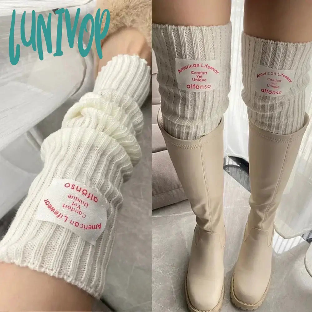 Lunivop Korean Label Over-Knee Leg Warmers Sleeves Women Arm Covers Japanese Leggings Y2K Wool