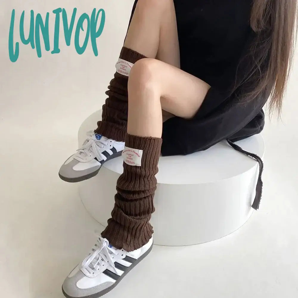 Lunivop Korean Label Over-Knee Leg Warmers Sleeves Women Arm Covers Japanese Leggings Y2K Wool