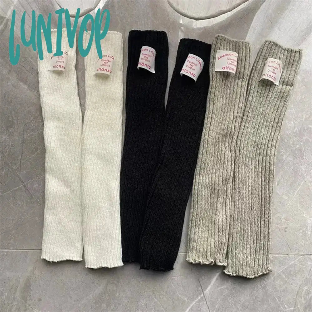 Lunivop Korean Label Over-Knee Leg Warmers Sleeves Women Arm Covers Japanese Leggings Y2K Wool