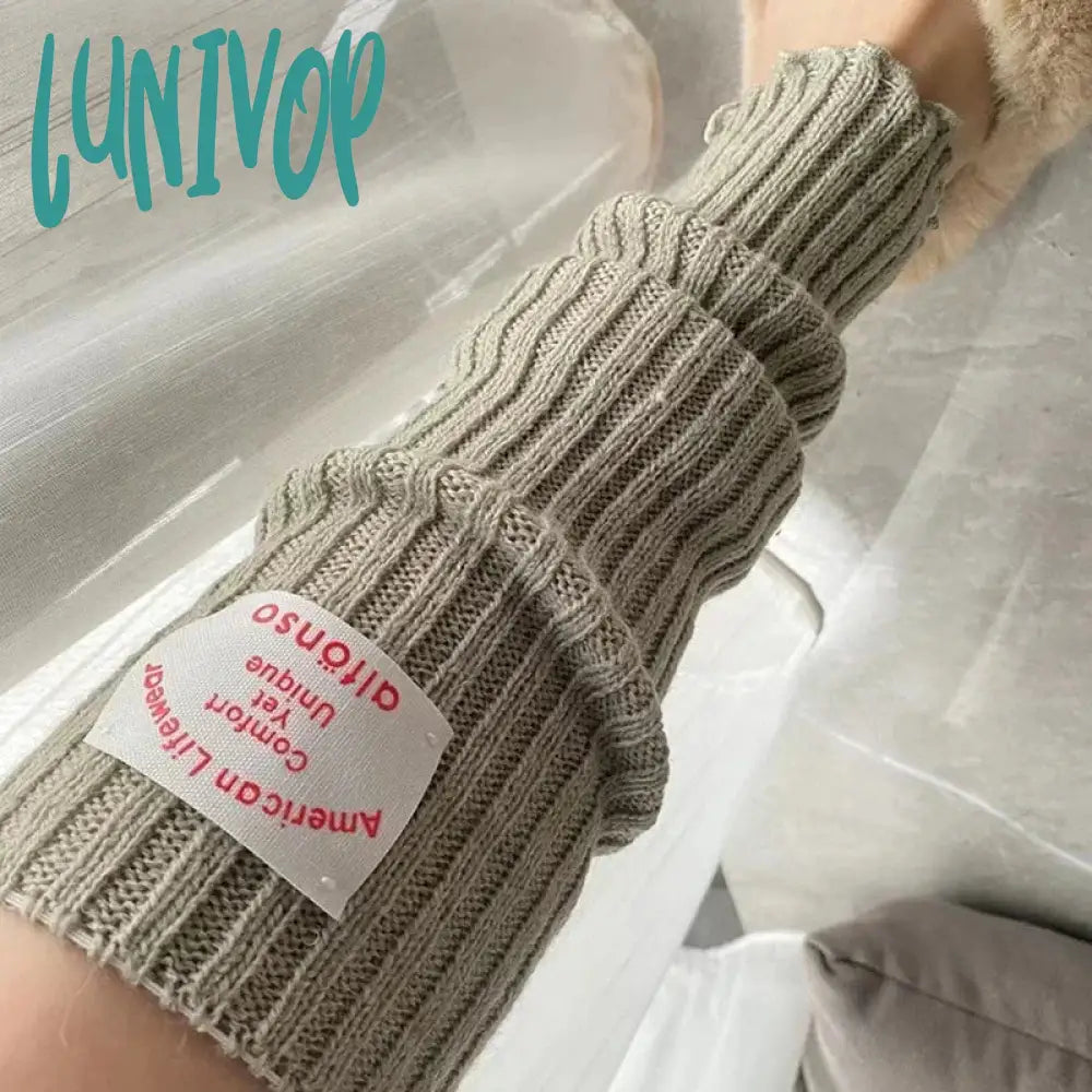 Lunivop Korean Label Over-Knee Leg Warmers Sleeves Women Arm Covers Japanese Leggings Y2K Wool