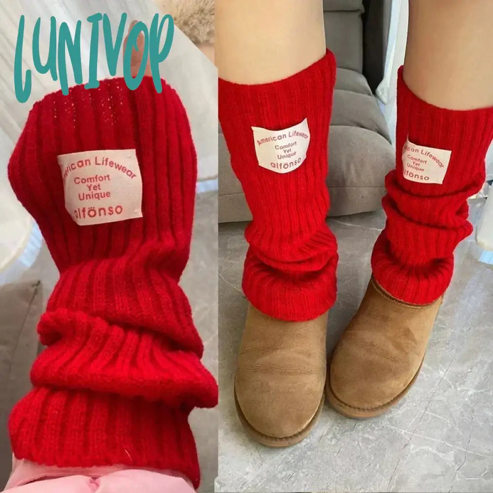 Lunivop Korean Label Over-Knee Leg Warmers Sleeves Women Arm Covers Japanese Leggings Y2K Wool