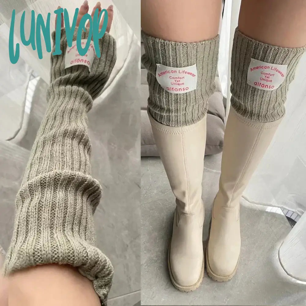 Lunivop Korean Label Over-Knee Leg Warmers Sleeves Women Arm Covers Japanese Leggings Y2K Wool