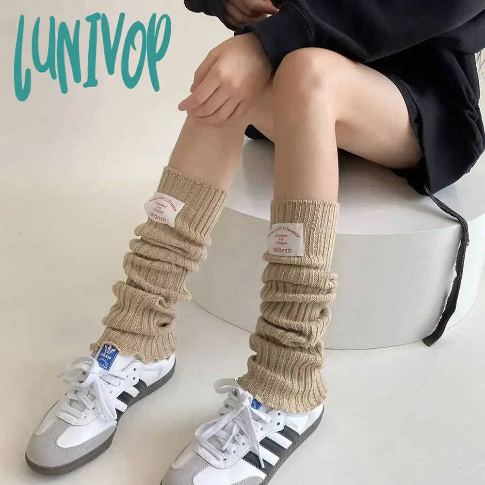 Lunivop Korean Label Over-Knee Leg Warmers Sleeves Women Arm Covers Japanese Leggings Y2K Wool