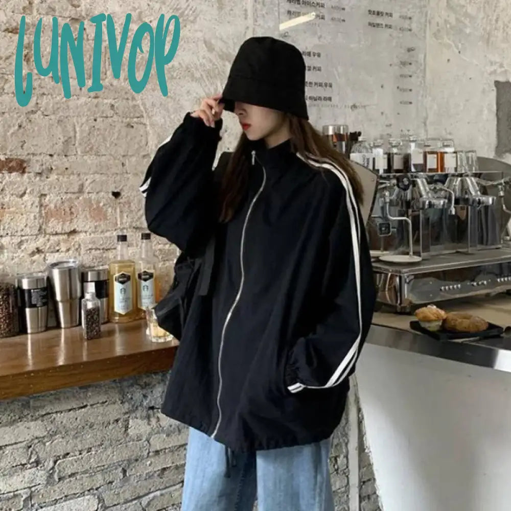 Lunivop Korean Streetwear Jacket Women Oversized Track Thin Summer Jackets Windbreaker Harajuku