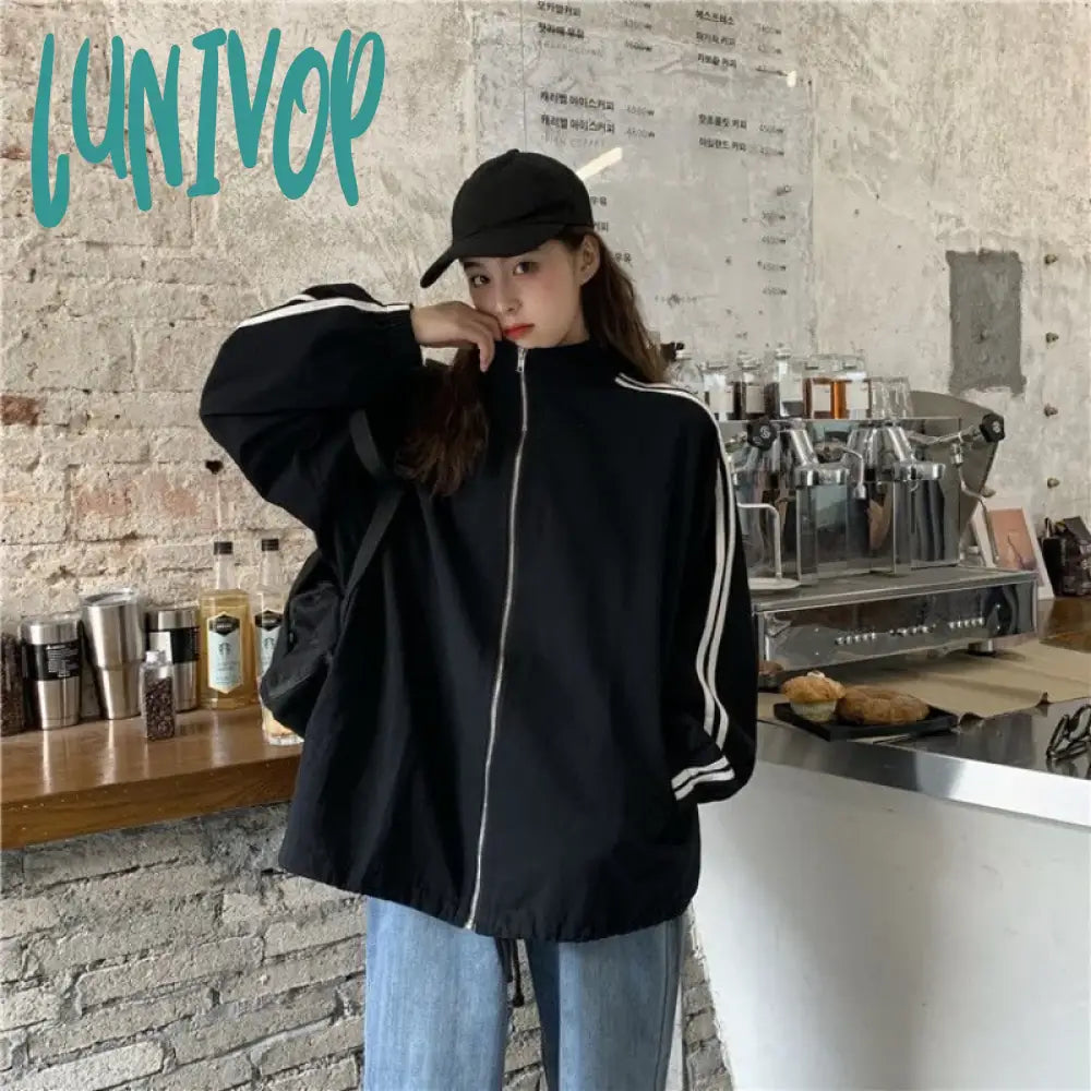 Lunivop Korean Streetwear Jacket Women Oversized Track Thin Summer Jackets Windbreaker Harajuku