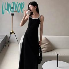 Lunivop Korean Style Long One Piece Dress Women Harajuku Summer Resort Dresses Gyaru Backless