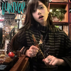 Lunivop Korean Style Star Patched Striped Long Sleeve T-Shirt Fashion Oversized Grunge Loose Tee