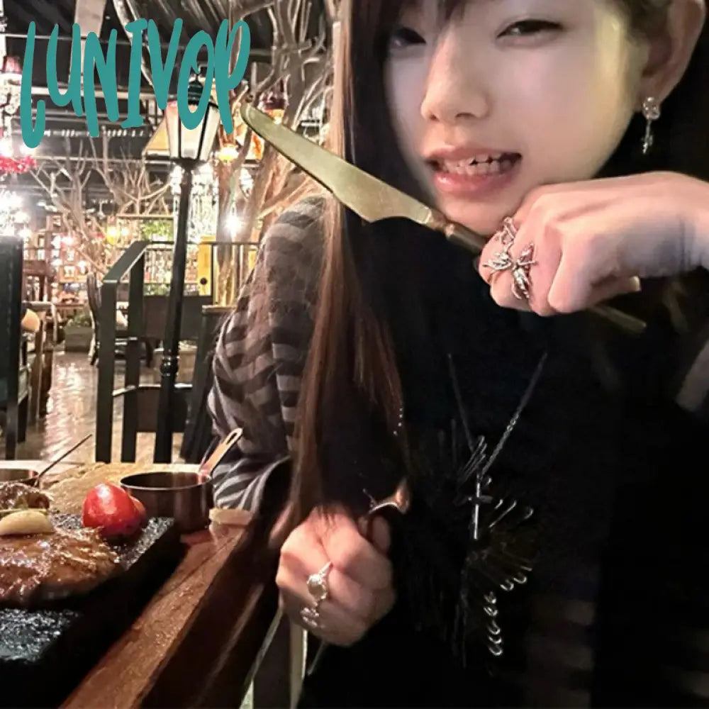Lunivop Korean Style Star Patched Striped Long Sleeve T-Shirt Fashion Oversized Grunge Loose Tee