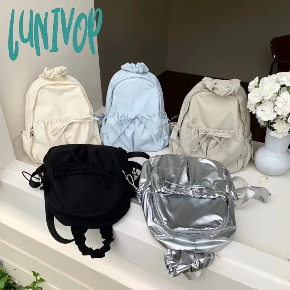 Lunivop Korean Style Womens Backpack Aesthetic Fashion Elegant Students Small Travel Lightweight