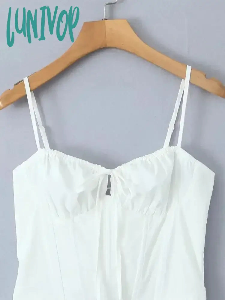 Lunivop Lace Up Mini Summer Dress Sundress Women Spaghetti Strap Sexy Short White Beach Vestidos