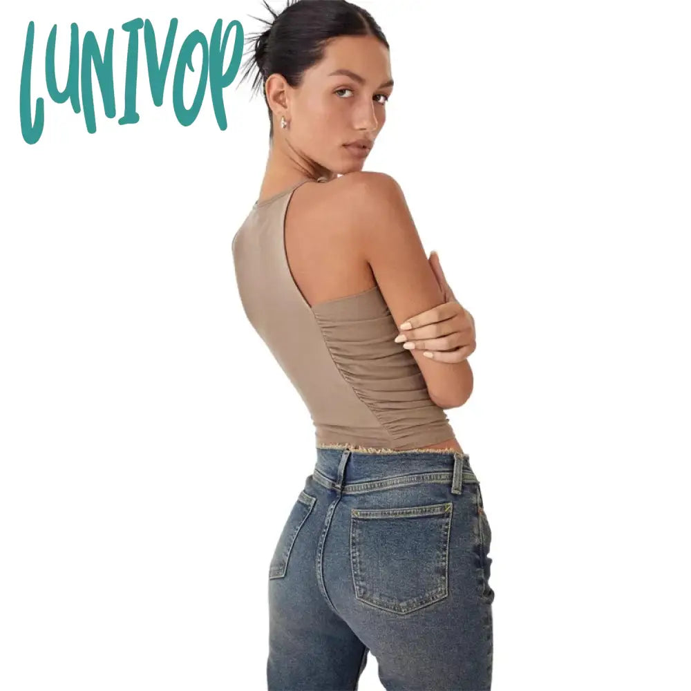 Lunivop Lace Up One Shoulder Crop Top Trashy Y2K 2000S Tank Tops New Arrivals 2024 Womans Clothing