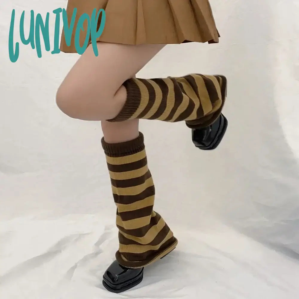 Lunivop Leg Warmers Boot Cuffs Women Knit Socks Harajuku Japanese Winter Long Warmer Punk Cable