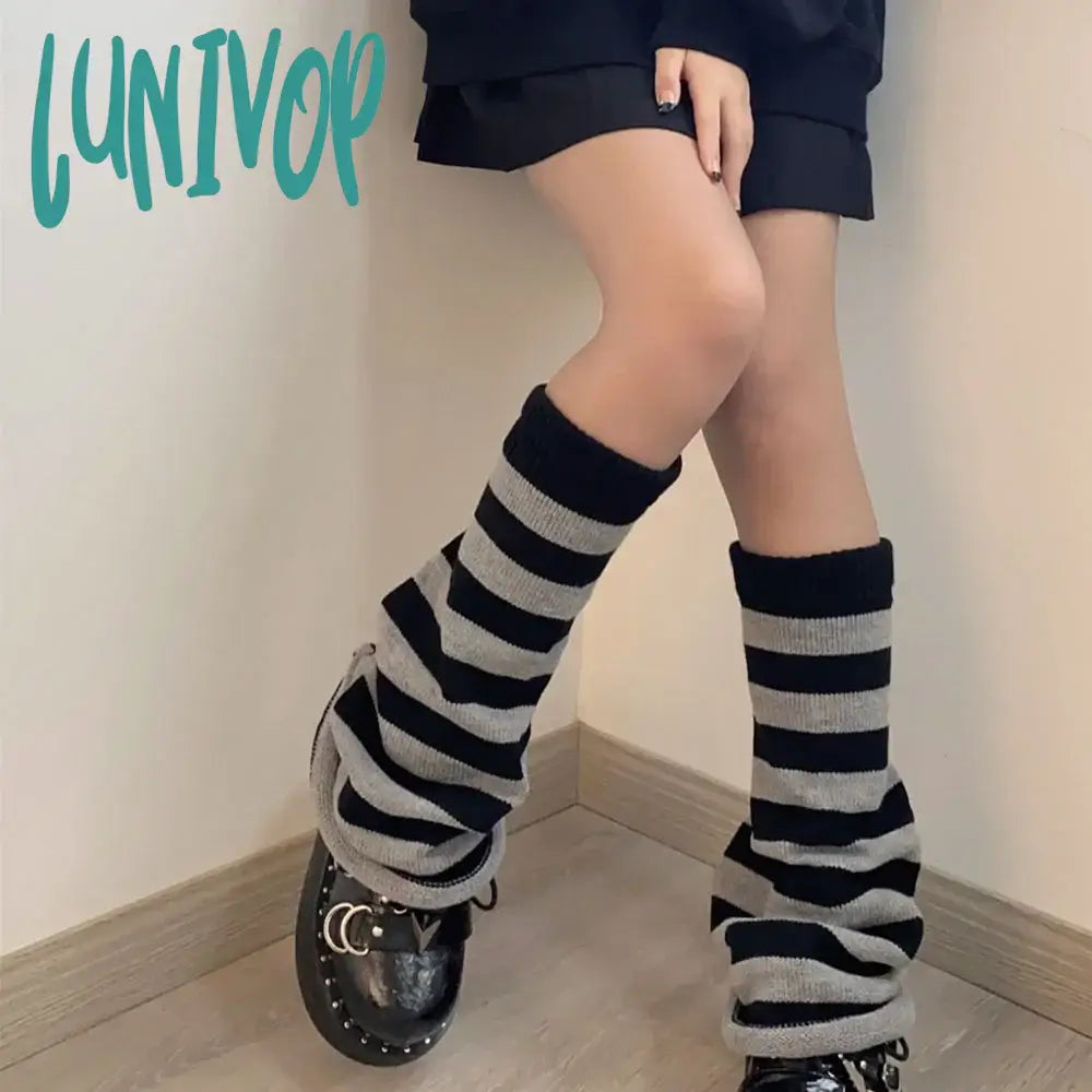Lunivop Leg Warmers Boot Cuffs Women Knit Socks Harajuku Japanese Winter Long Warmer Punk Cable