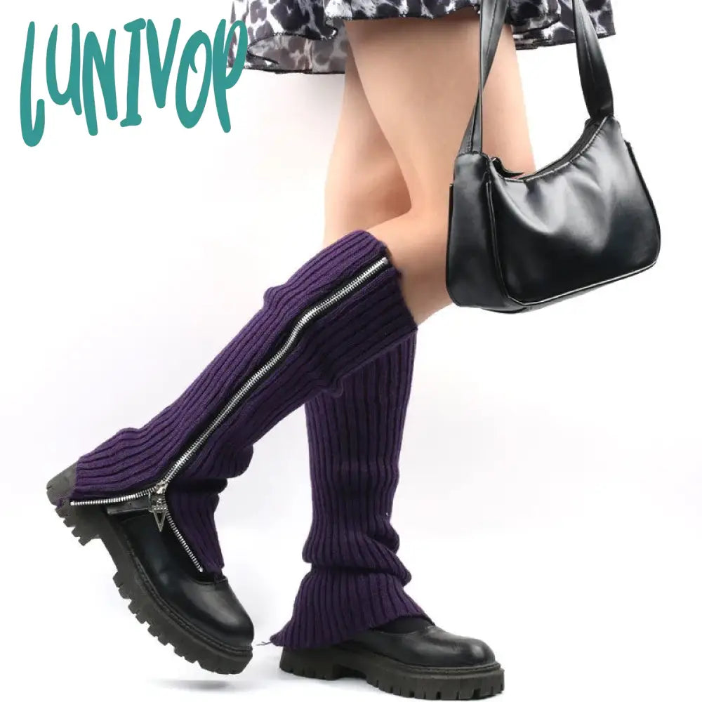 Lunivop Leg Warmers Zipper Japanese Jk Boots Socks Thigh Punk Y2K Sring Boot Cuffs Warmer Lolita