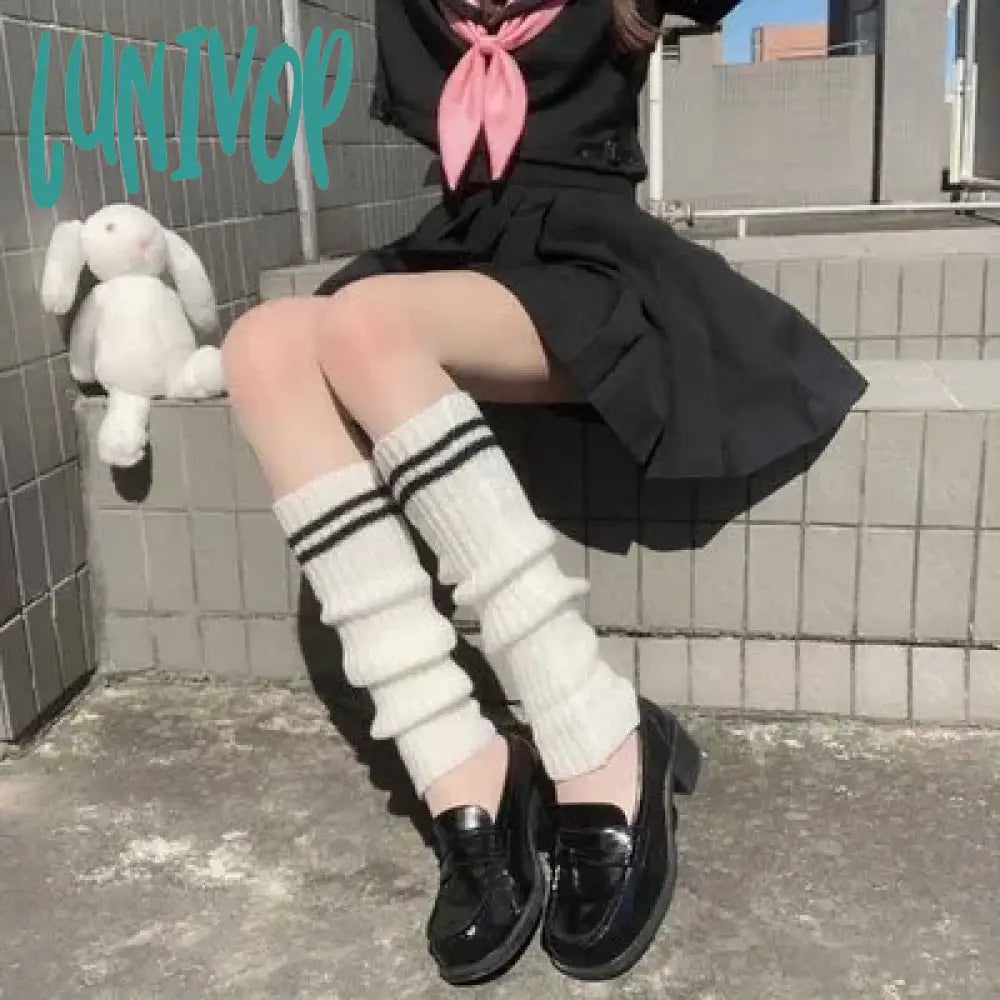 Lunivop Leg Warmers Zipper Japanese Jk Boots Socks Thigh Punk Y2K Sring Boot Cuffs Warmer Lolita