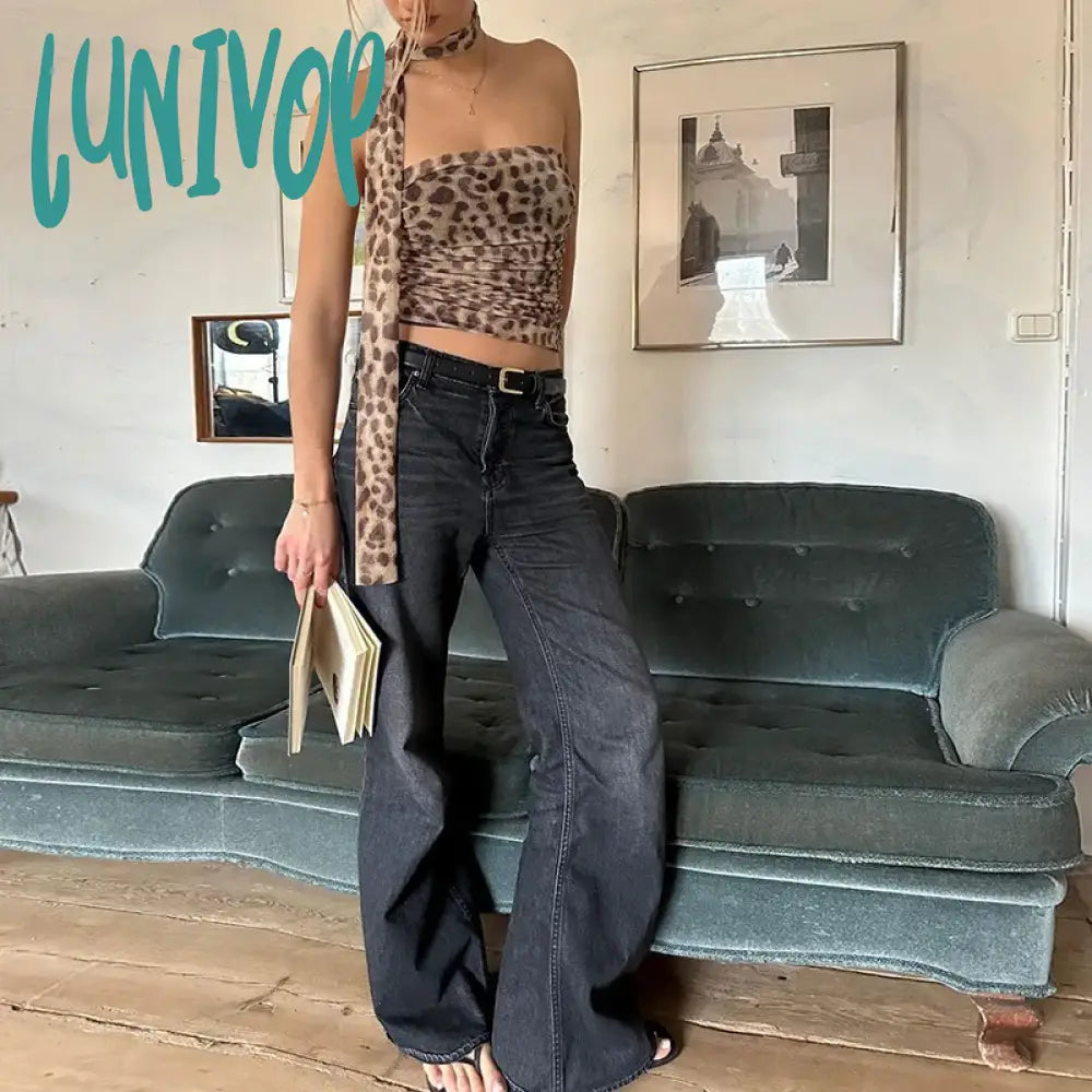 Lunivop Leopard Print Hotsexy Tube Top For Women Off-Shoulder Slim Sleeveless Coquette Aesthetic