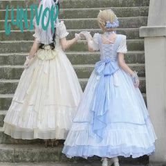 Lunivop Lolita Dress Women Summer Jsk Sweet Blue Beige Multilayer Birthday Party For Young Girls