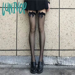 Lunivop Lolita Socks Women Sexy Lace Stockings Thigh High Over Knee Nylon Long Hosiery Anime Bow