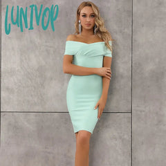 Lunivop New Arrival Sexy Off Shoulder Mint Green Women Summer Bandage Dress Fashion Party Club