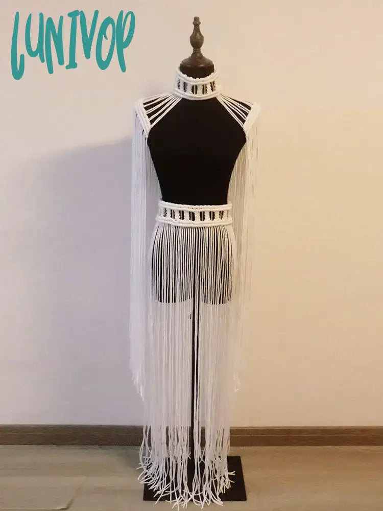 Lunivop New Fashion High Quality Women Sexy Tassel Handwoven Set Two Piece Beach Bathing Suit
