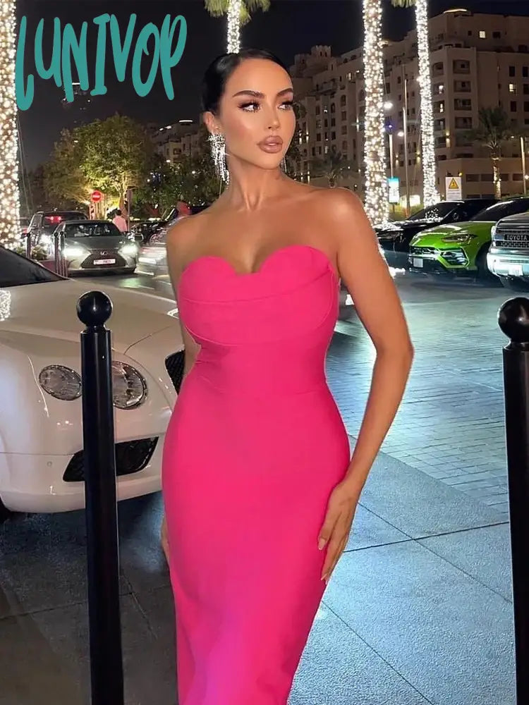 Lunivop New Fashion Sexy Strapless Backless Bodycon Bandage Formal Occasion Dresses Wedding