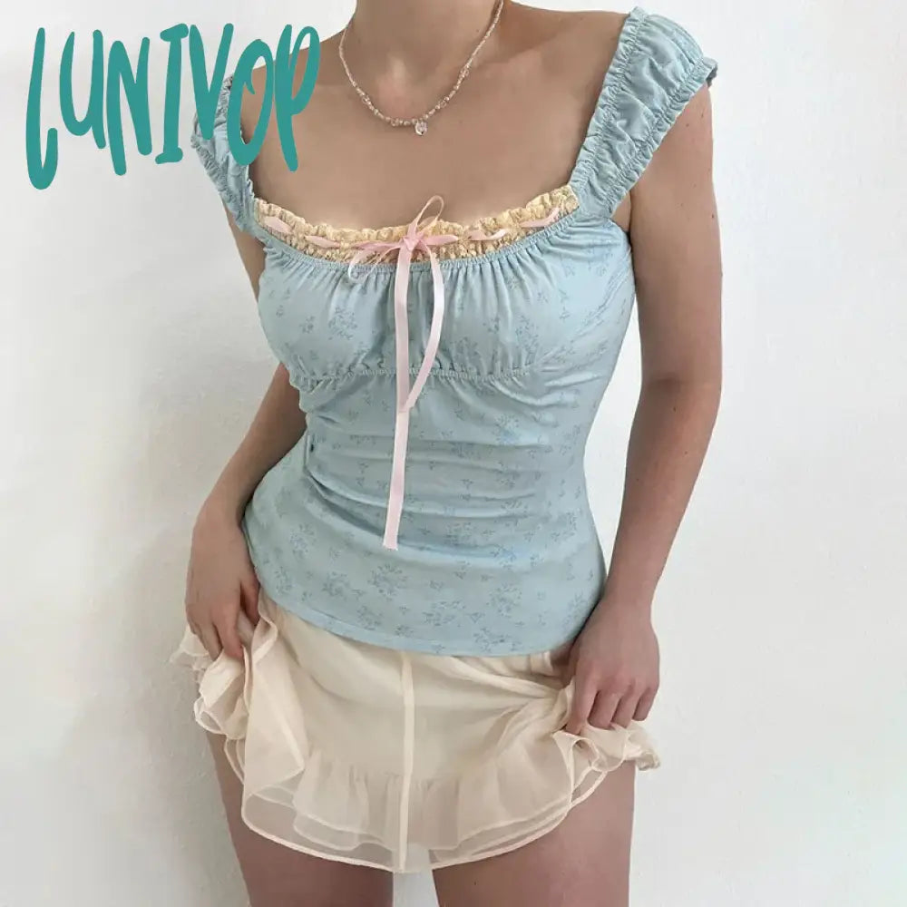 Lunivop New Fashion Women Basic Floral Tank Tops Summer Lace Patchwork Sleeveless Crop T-Shirt For