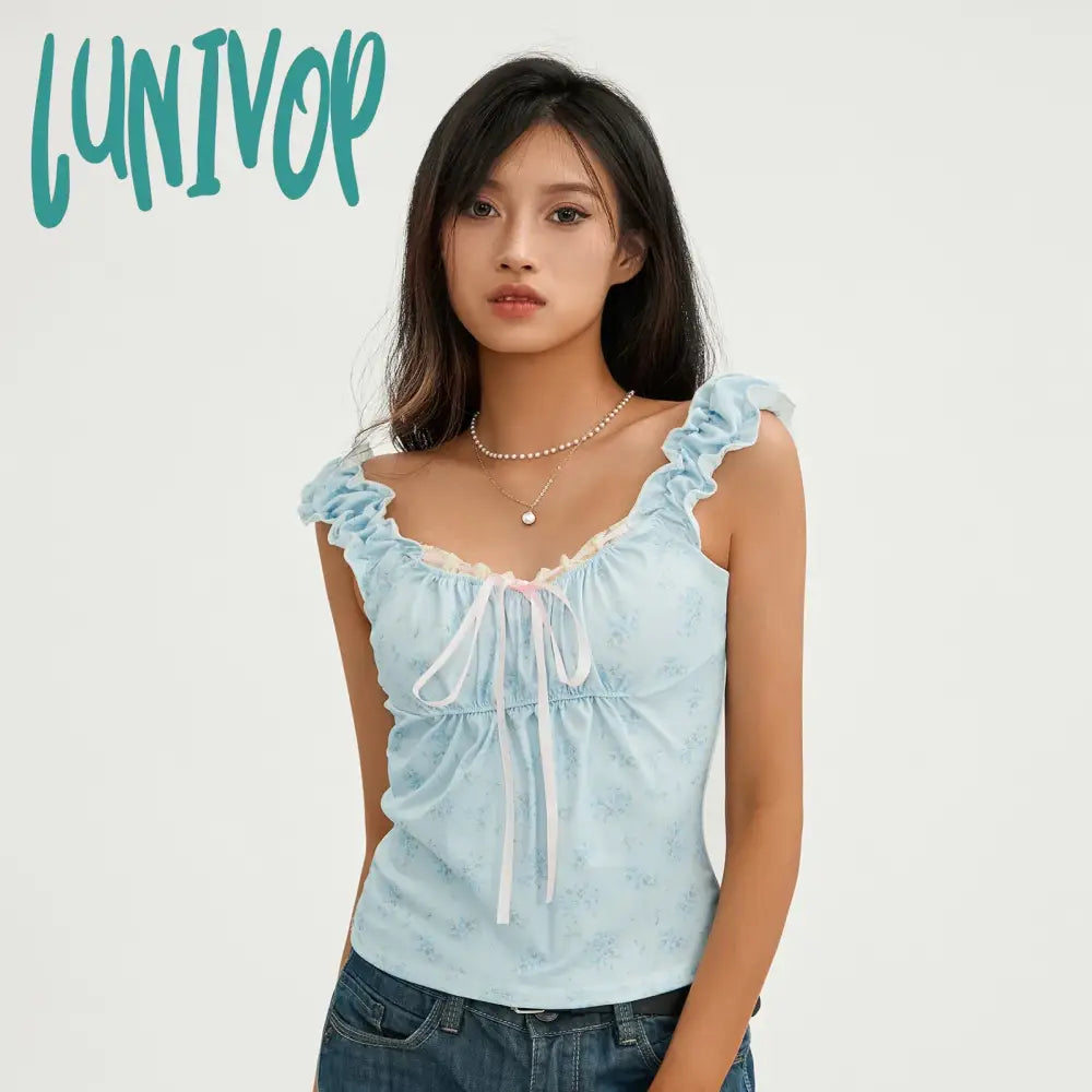 Lunivop New Fashion Women Basic Floral Tank Tops Summer Lace Patchwork Sleeveless Crop T-Shirt For