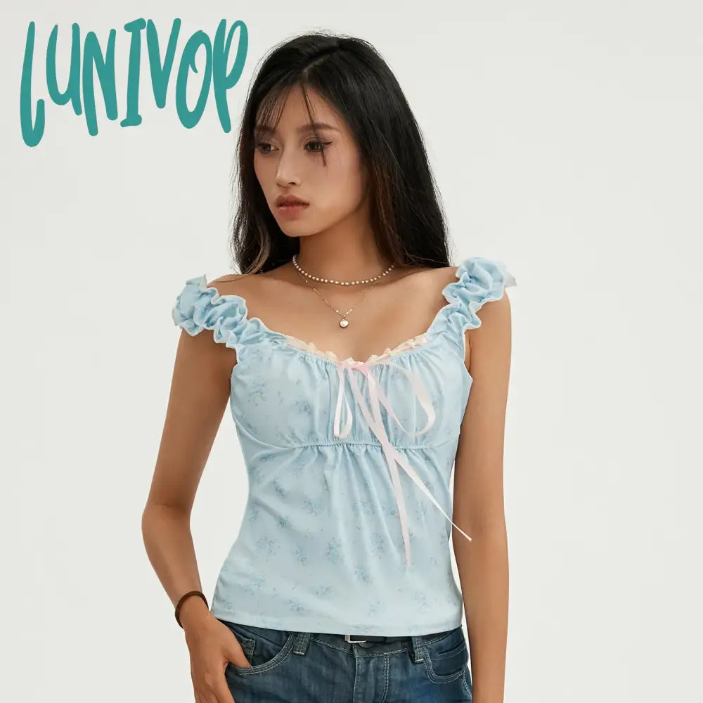 Lunivop New Fashion Women Basic Floral Tank Tops Summer Lace Patchwork Sleeveless Crop T-Shirt For