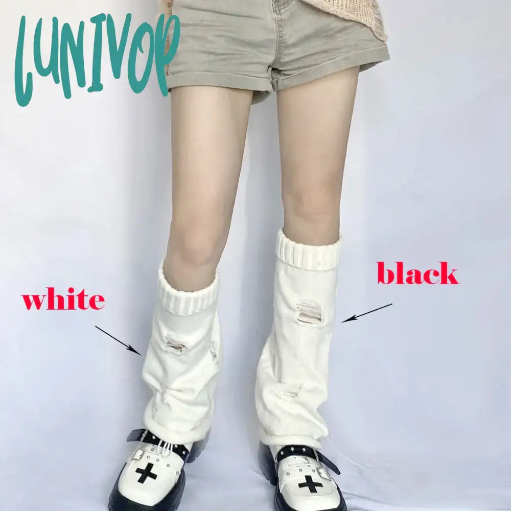 Lunivop New Hole Leg Warmers Y2K Hot Girl Wide Socks Women Japanese Autumn Winter Punk Harajuku