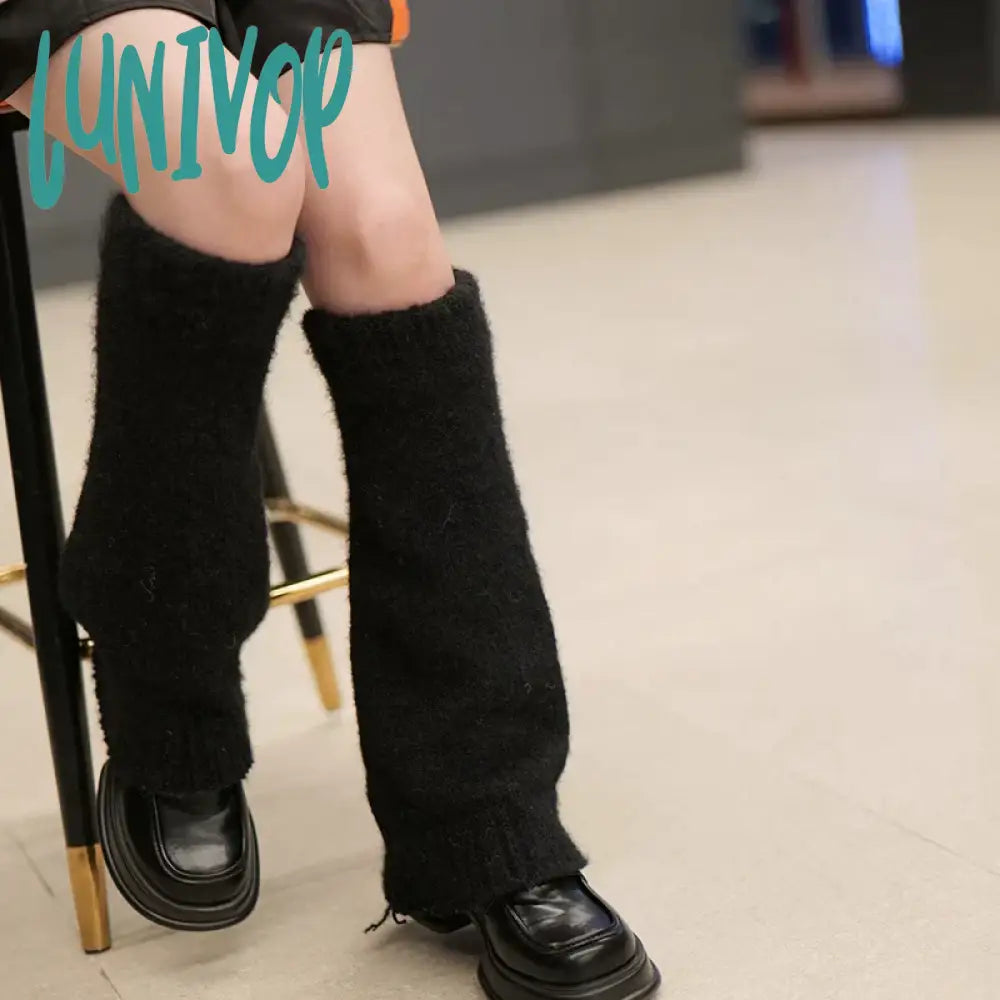Lunivop New Japanese Wool Leg Warmers Cashmere Winter Warm Plush Knitted Boots Cover Socks Korea