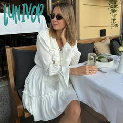 Lunivop New Knitted Hoodie Cropped Top And Pants Sets White Y2K Casual Outfits Low Waist Knit Two