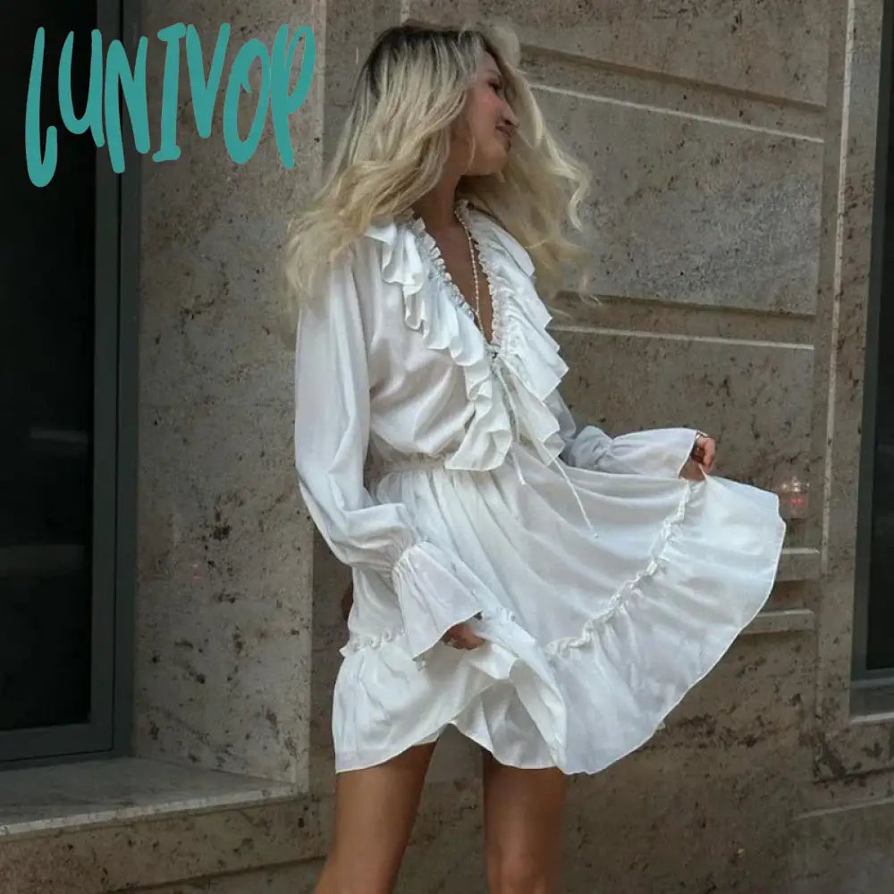 Lunivop New Knitted Hoodie Cropped Top And Pants Sets White Y2K Casual Outfits Low Waist Knit Two